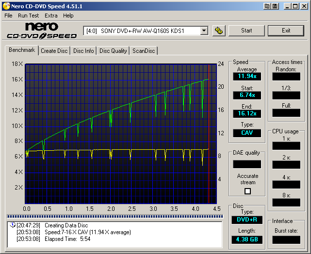 Sony AW-Q160S CD Speed DVD+R Write Verb.png