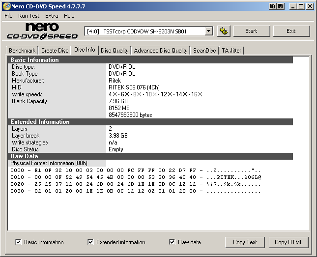 Traxdata 16x DVD+R DL CD Speed Disc Info.png