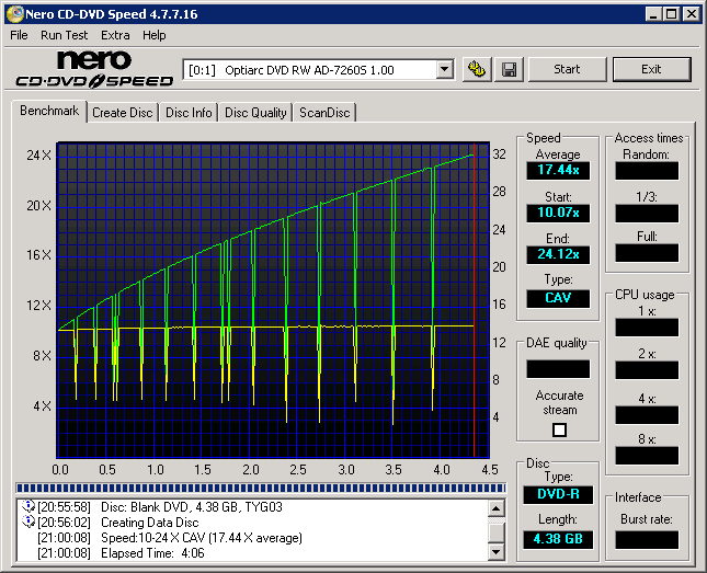 Optiarc AD-7260S CD Speed DVD-R Write.png