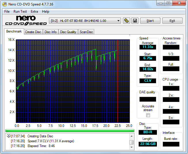 LG BH14NS40 CD Speed Sony BD-R Write.PNG