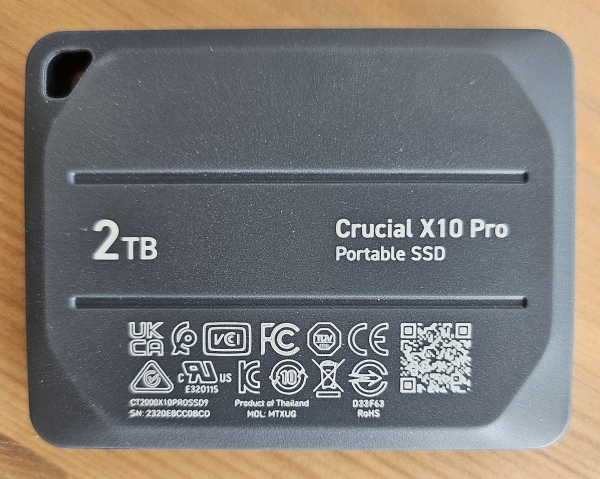 Crucial X10 Pro 2TB USB-C External SSD Black CT2000X10PROSSD9