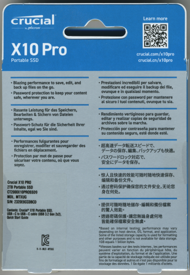 Crucial X10 Pro 2TB USB-C External SSD Black CT2000X10PROSSD9